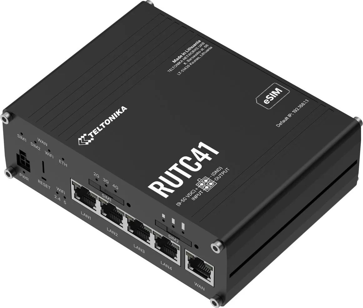Router Teltonika Networks RUTC41 (EU) 4G Cat 4 Edge con WiFi 6, supporto per docker, 5 porte ethernet, eSIM