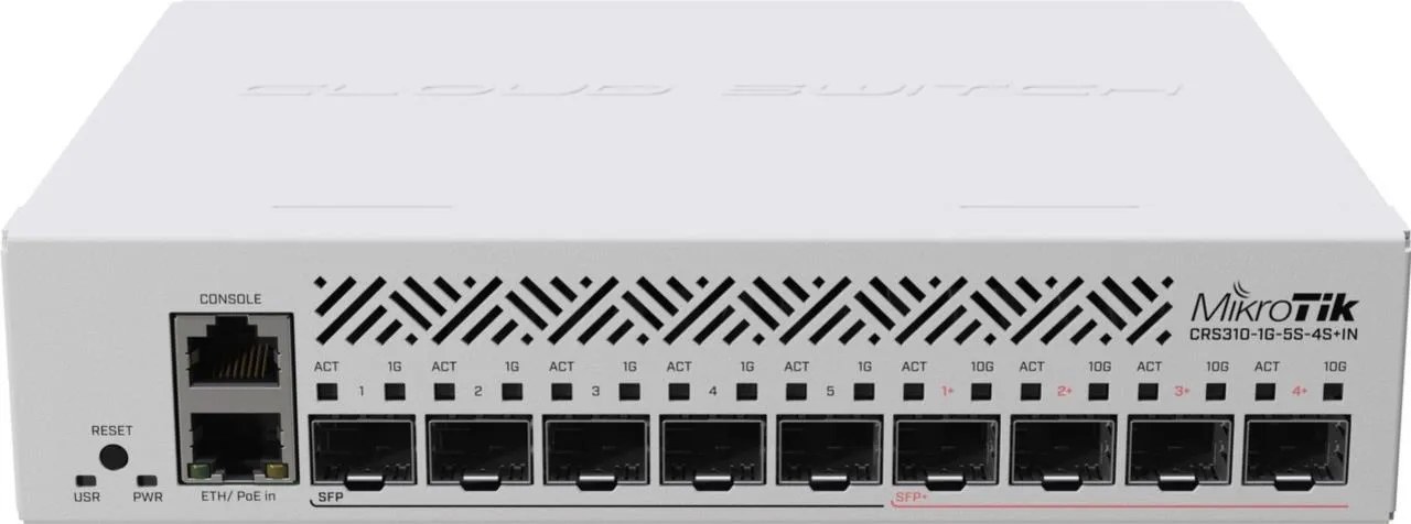 Mikrotik CRS310-1G-5S-4S+IN switch L3 Gigabit Ethernet (10/100/1000) con supporto PoE in (nessun supporto PoE out) 1U