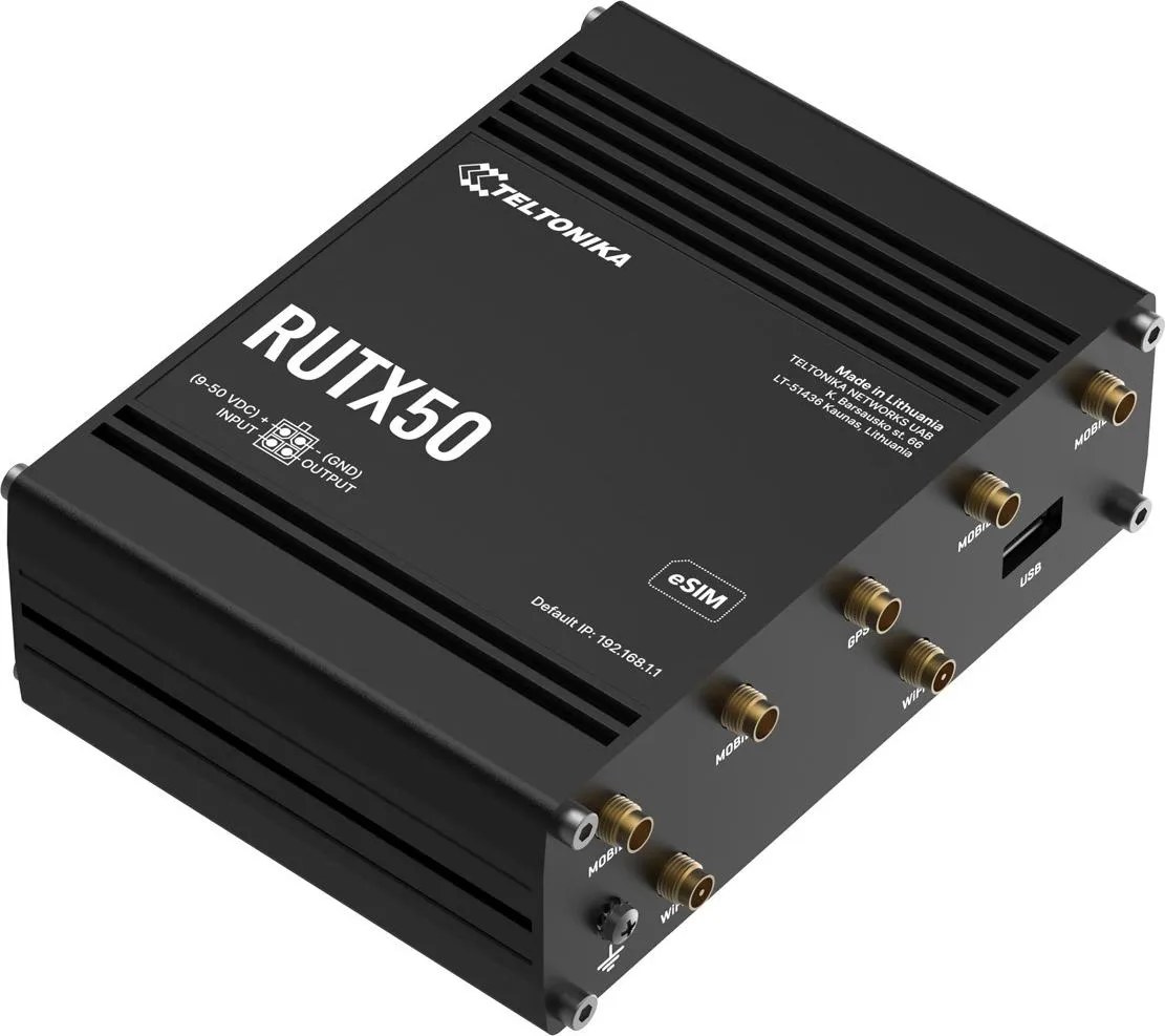 Teltonika RUTX50 router wireless Gigabit Ethernet Dual-band (2.4 GHz/5 GHz) 5G Nero