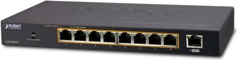 PLANET GSD-908HP switch di rete Non gestito Gigabit Ethernet (10/100/1000) Supporto Power over Ethernet (PoE) Blu