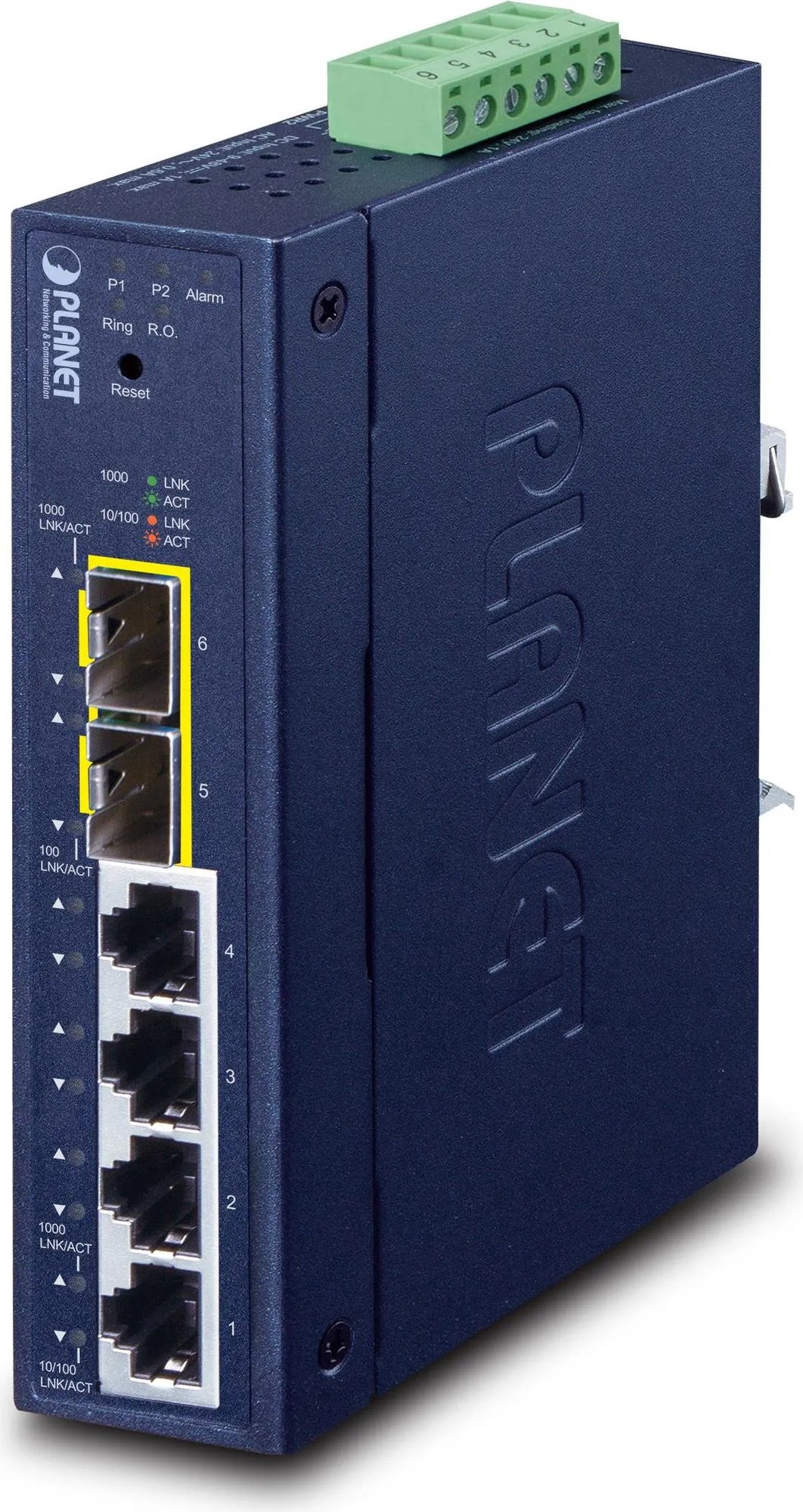 PLANET Industrial L2/L4 4-Port Gestito L2/L4 Gigabit Ethernet (10/100/1000) Blu