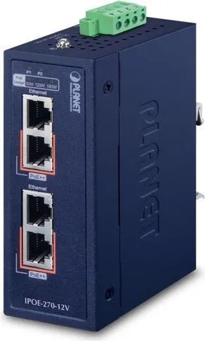 PLANET IPOE-270-12V switch di rete Supporto Power over Ethernet (PoE) Blu