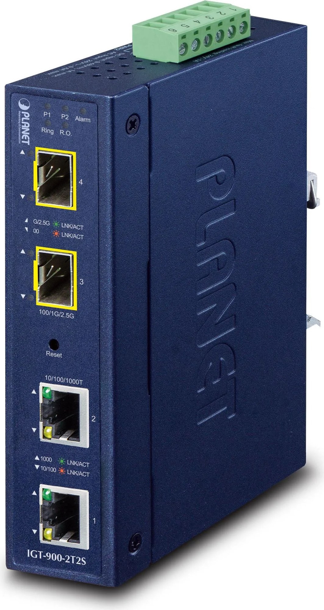 PLANET Industrial 2-Port convertitore multimediale di rete Blu