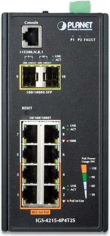 PLANET IGS-4215-4P4T2S switch di rete Gestito L2/L4 Gigabit Ethernet (10/100/1000) Supporto Power over Ethernet (PoE) Blu, Bianco