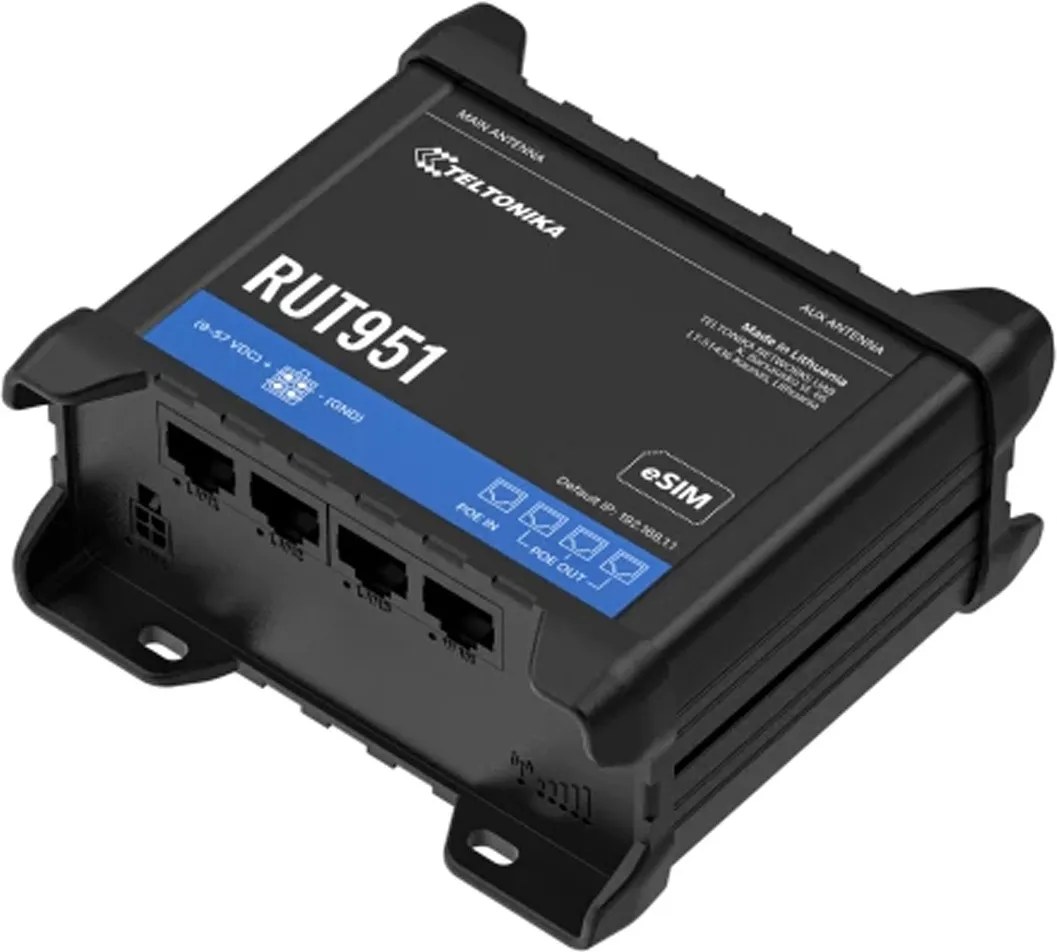 Router WiFi Teltonika RUT951 POE+ DUAL SIM eSIM 4G/LTE/3G/2G senza alimentatore