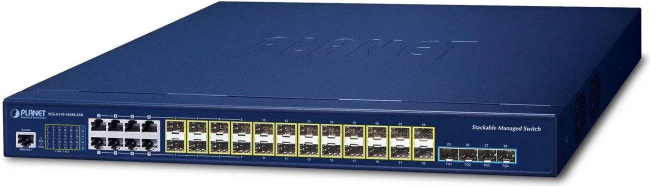 PLANET Layer 3 16-Port 100/1000X SFP Gestito L3 10G Ethernet (100/1000/10000) 1U Blu
