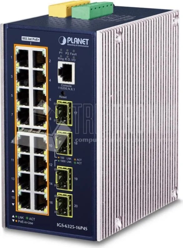 PLANET IGS-6325-16P4S switch di rete Gestito L3 Gigabit Ethernet (10/100/1000) Supporto Power over Ethernet (PoE) Alluminio, Blu