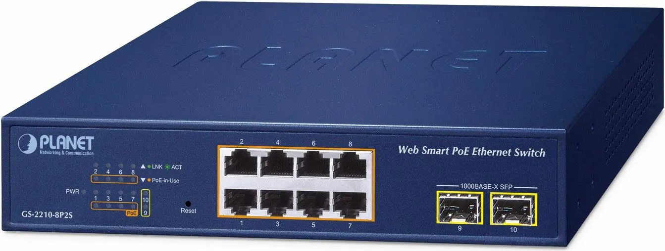 Planet GS-2210-8P2S Switch Smart 8xGE PoE+ 2xSFP