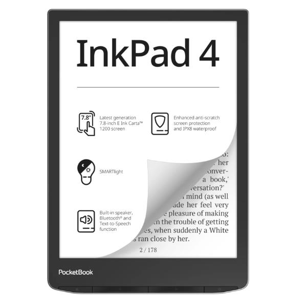 PocketBook InkPad 4 e-book reader Touchscreen 32 GB Wi-Fi Black Silver