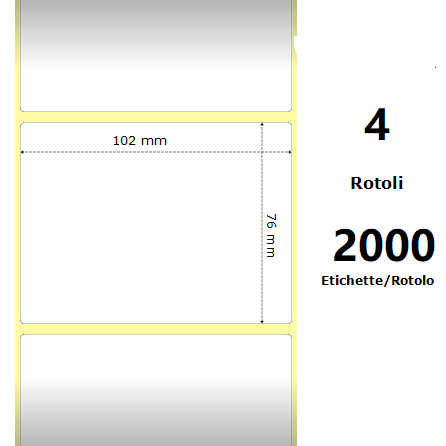 WHITE 102X76MM, 2000 ET/ROTOLO Z-1000D 4X3X 3 CORE, 4 ROLLS
