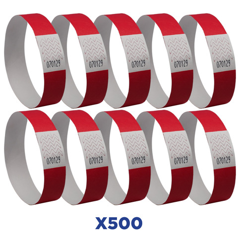 Braccialetti identificativi - in Tyvek - rosso fluo …