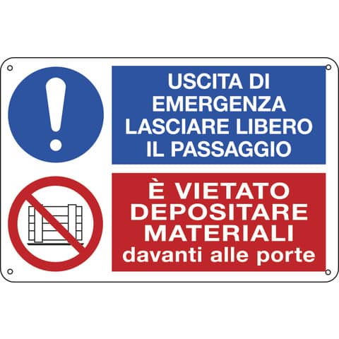 Cartello segnalatore multisimbolo - 30x20 cm - USCITA …