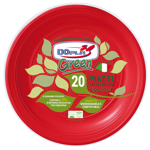 Conf 20 Piatti piani compostabili D 22cm rosso …