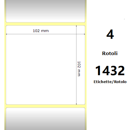 WHITE 102X102MM,1432 ET/ROTOLO Z-1000D, 4X4X3 CORE ,4 ROLLS