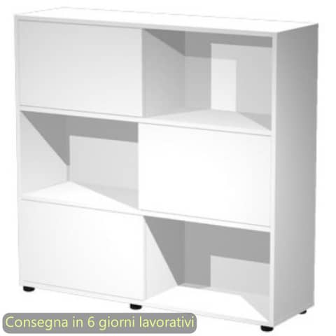 Libreria bassa Tetris a 3 ripiani ante scorrevoli …