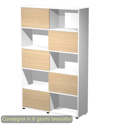 Libreria alta Tetris a 5 ripiani ante scorrevoli …