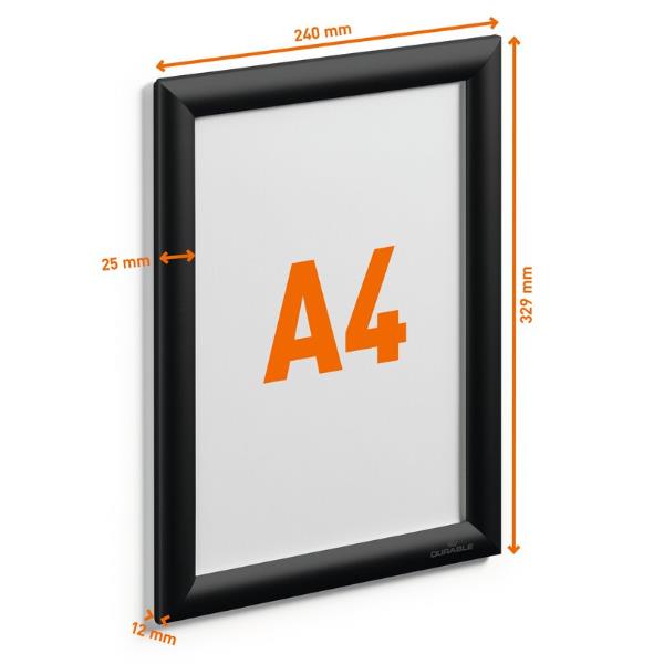 DURABLE CORNICE SCATTO ALLUMINIO A4 NERO