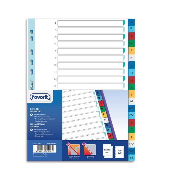 Divisori alfabetici 20 tacche - PP - A4 …