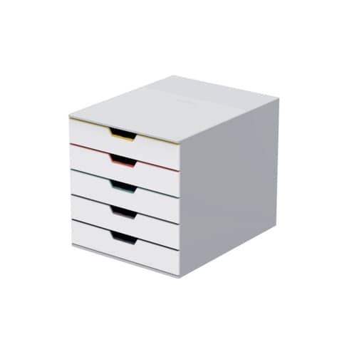 Cassettiera 5 cassetti colorati - bianco ghiaccio - …