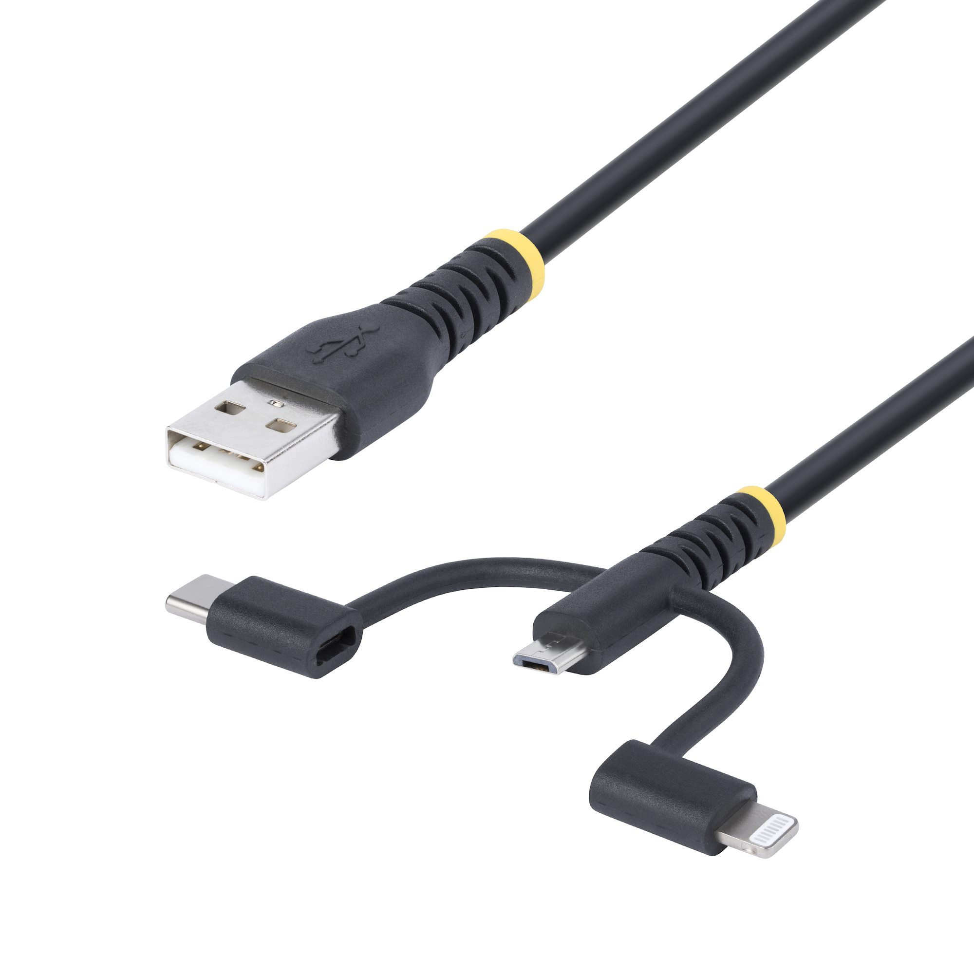 StarTech.com 3.3ft USB Multi Charging Cable, Lightning/Micro-USB/Type-C - …