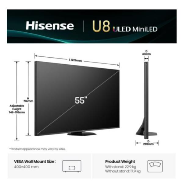 Hisense Smart TV ULED MiniLED 55? 4K 55U8Q, …