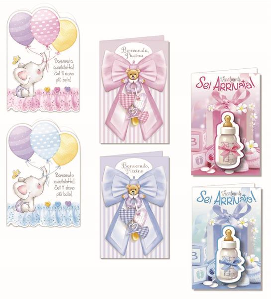 FLORIO BIGLIETTI AUGURI NASCITA 11.5X17 COLORI ASSORTITI CONF …