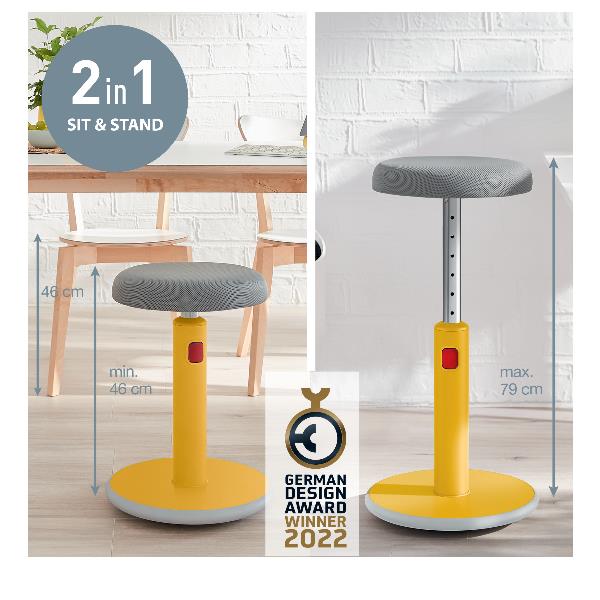 Sgabello sit-stand Ergo Cosy - giallo - Leitz