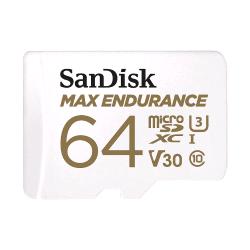 SanDisk Max Endurance - Scheda di memoria flash (adattatore da microSDXC a SD in dotazione) - 64 GB - Video Class V30 / UHS-I U3 / Class10 - UHS-I microSDXC