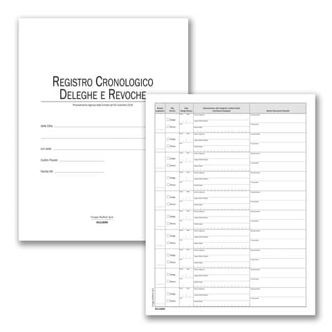 Registro cronologico deleghe e revoche - 48 pagine - 31 x 24,5 cm - DU351118DR0 - Data Ufficio