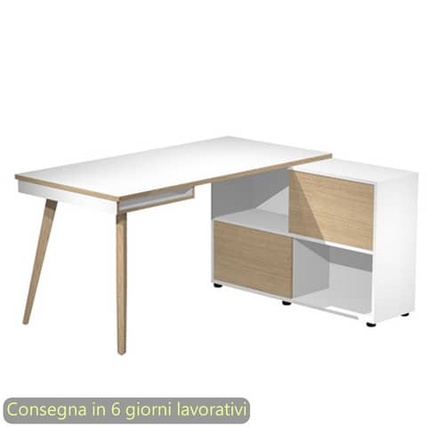Workstation Midi - gambe in legno - 130 …