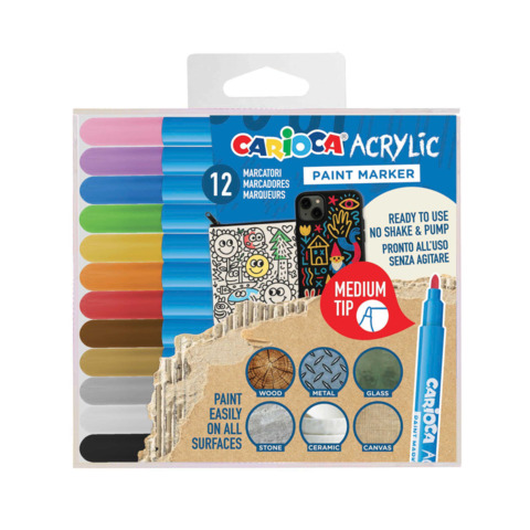 Astuccio 12 Paint Marker acrilico punta media colori …