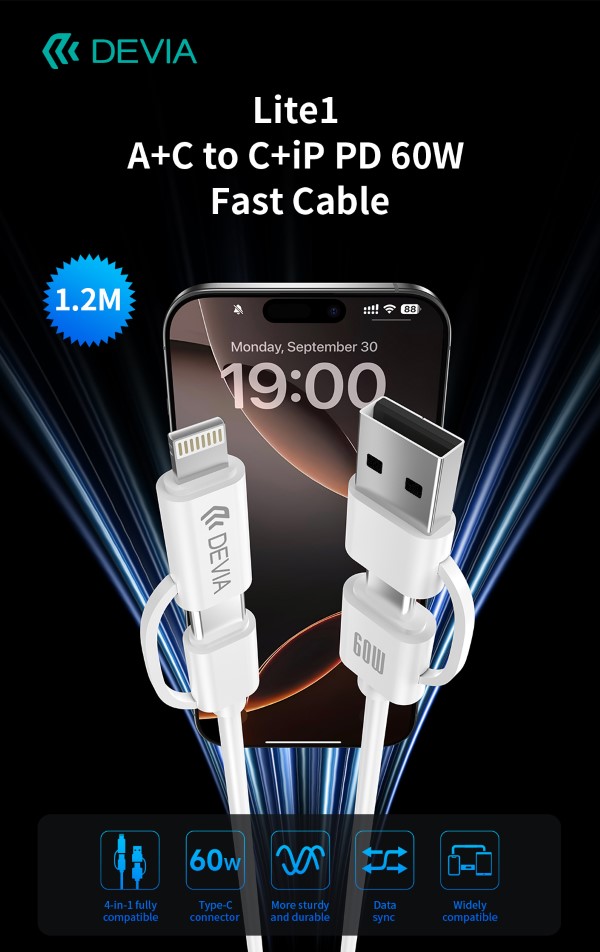 CAVO DI RICARICA PD 60W USB-A + USB-C …