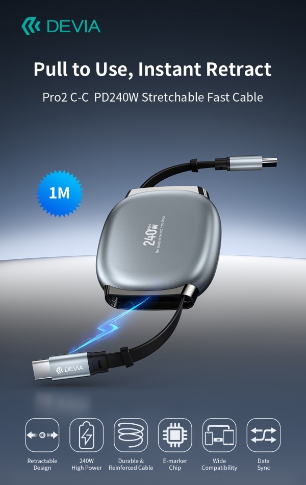 CAVO USB-C A USB-C PRO2 PD 240W ESTENSIBILE …