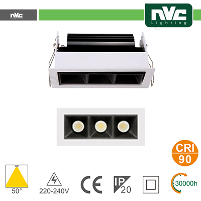 INCASSO MULTI LAMPADA - 3X3W 530LM 4000K 50Â° >90CRI