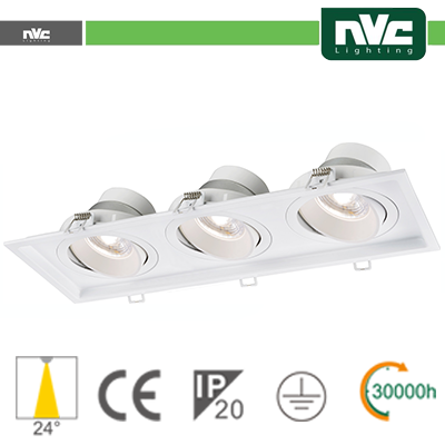 INCASSO MULTI LAMPADA - 27W (3X9W) 3000K 2160LM >24Â°