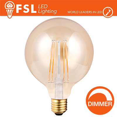 LAMPADA GLOBO FILAMENTO AMBRA Ã˜12,5CM - 8W E27 800LM DIMMER