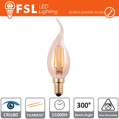 LAMPADA COLPO DI VENTO FILAMENTO AMBRA - 4W 2200K E14 300LM