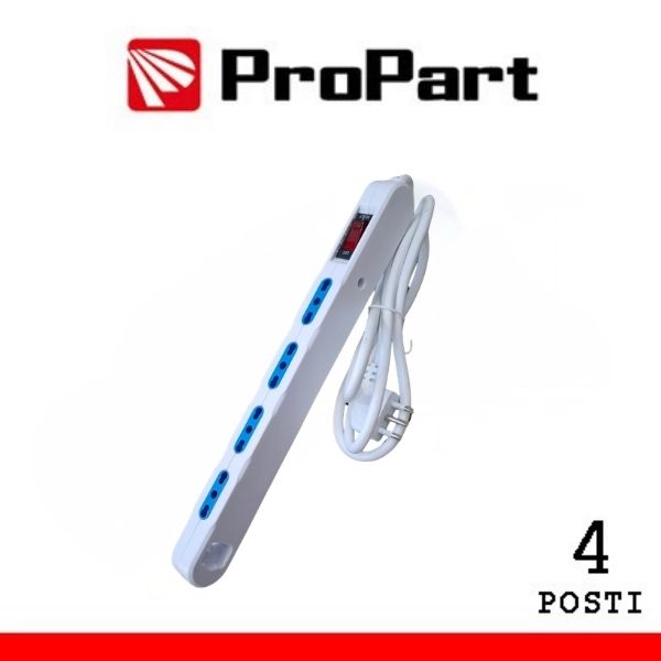 MULTIPRESA SALVASPAZIO 4POSTI 2P+T BIPASSO CON PROTEZ SPINA 10A + INTERR