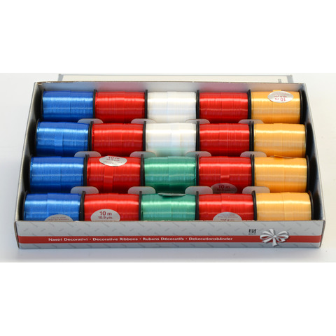 Nastro Splendene - assortiti - 10mm x 10mt - Bolis - conf. 20 Mini rocchetti