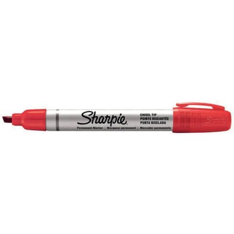 Marcatore permanente Small Metal barrel - punta a scalpello 1,00-4,00mm - rosso - Sharpie