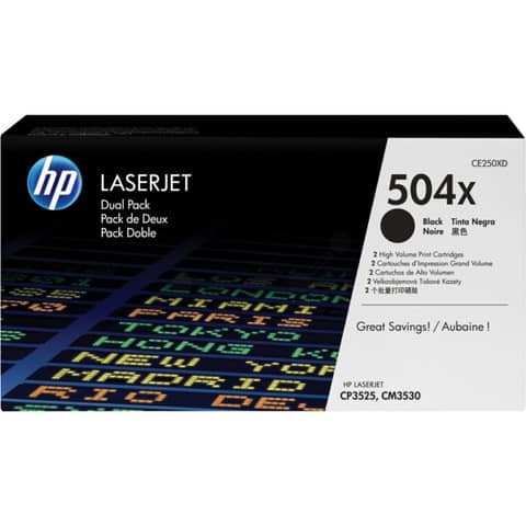Hp - Confezione 2 Toner - 504X - Nero - CE250XD - 10.500 pag/cad
