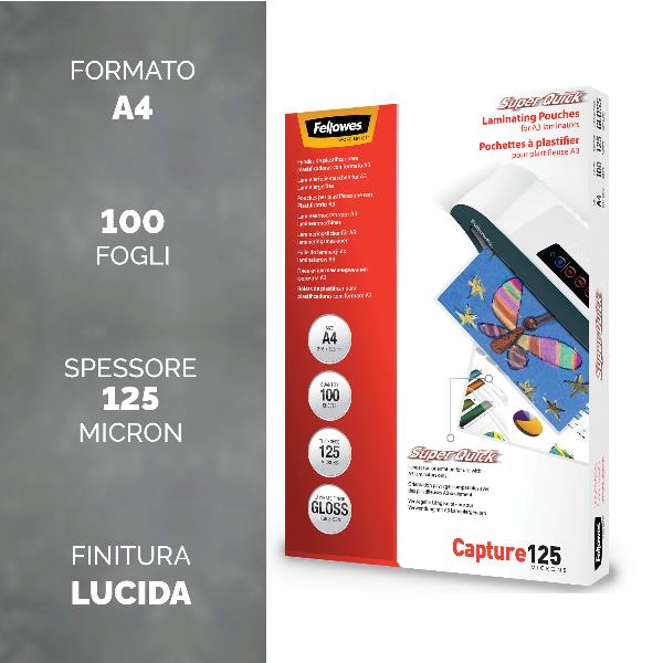 Fellowes Laminating Pouches SuperQuick Capture 125 micron - …