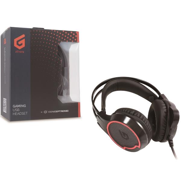 Conceptronic Athan U1 - Cuffie con microfono - canale 7.1 - dimensione completa - cablato - USB - nero