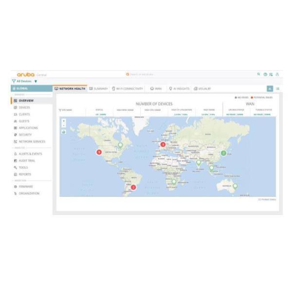 HPE Aruba Central Foundation - Licenza a termine (5 anni) - 1 punto d'accesso - hosted - ESD - per HPE Aruba AP-584, AP-585, AP-587