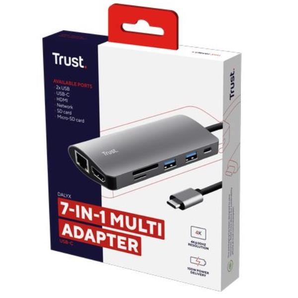 Trust Dalyx 7-in-1 USB-C Multiport Adapter - Docking …