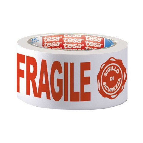 Nastro adesivo con scritta FRAGILE e SIGILLO DI SICUREZZA - PPL - 50 mm x 66 mt - Tesa