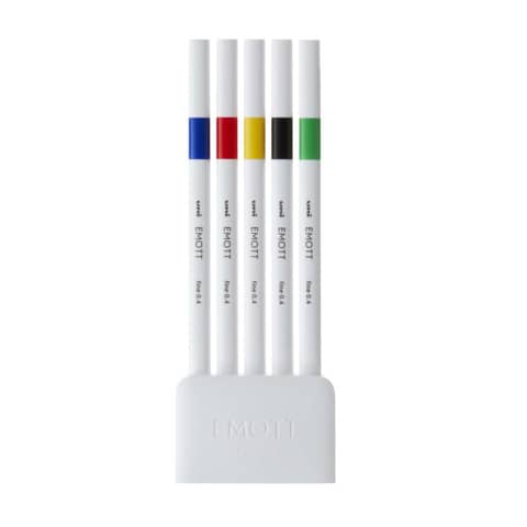 Fineliner Emott - tratto 0.4 mm - colori assortiti vivid - Uni Mitsubishi - conf. 5 pezzi