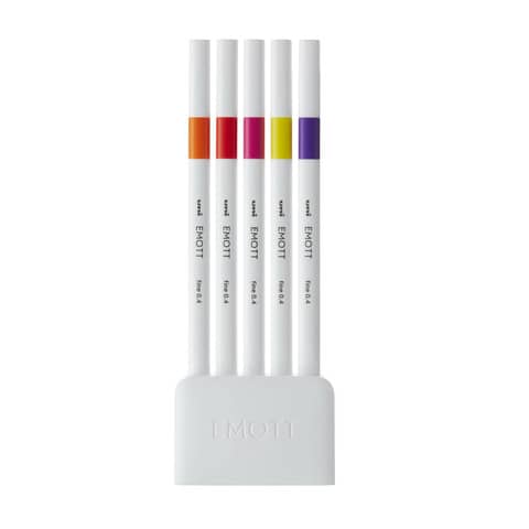 Fineliner Emott - tratto 0.4 mm - colori assortiti passion - Uni Mitsubishi - conf. 5 pezzi