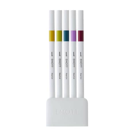 Fineliner Emott - tratto 0.4 mm - colori assortiti retrò - Uni Mitsubishi - conf. 5 pezzi