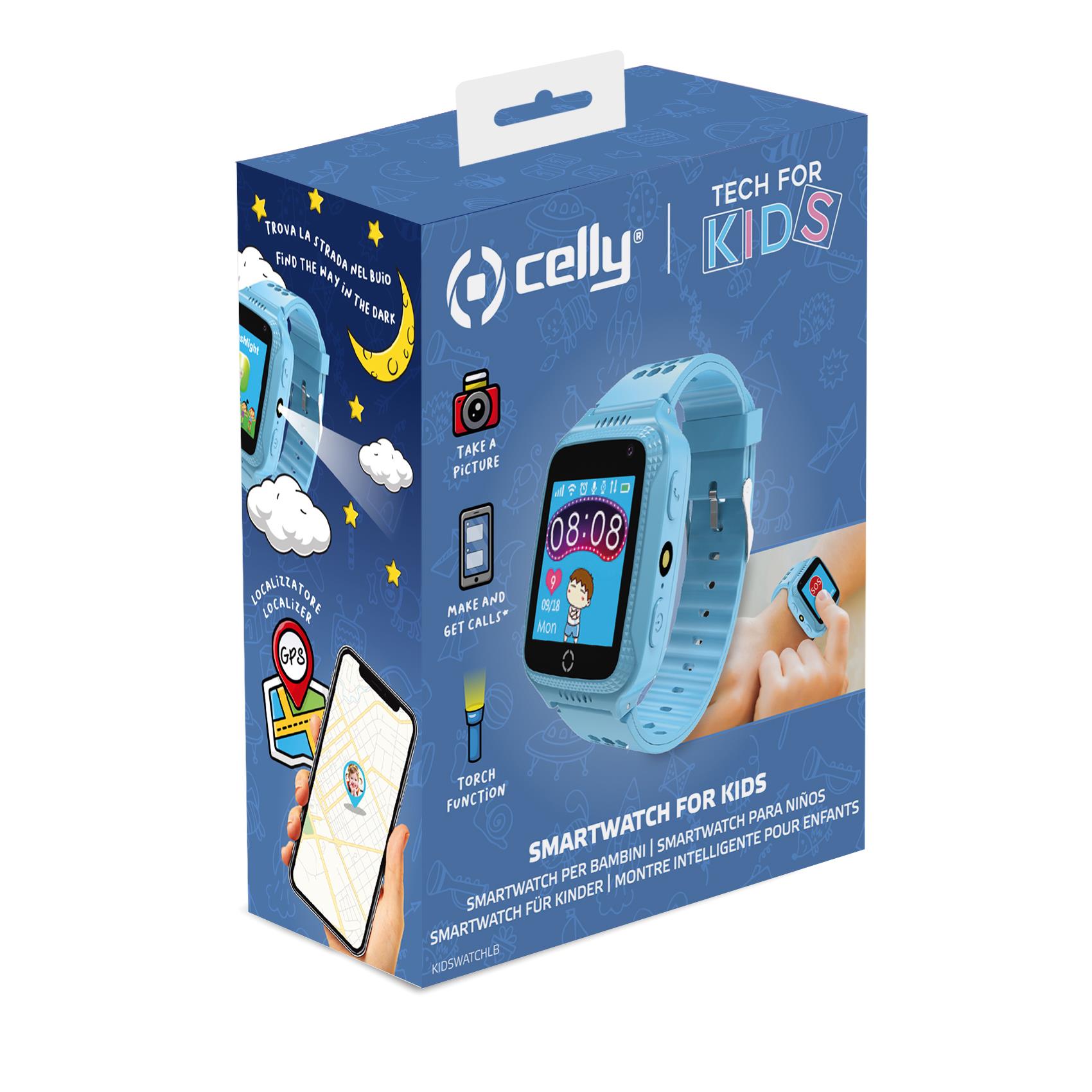 Celly KIDSWATCH - Blu - smartwatch con cinturino - schermo 1.54" - Bluetooth - 122 g